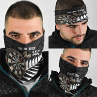Personalised New Zealand Darts Neck Gaiter Silver Fern Aotearoa Maori Pattern - Polynesian Pride