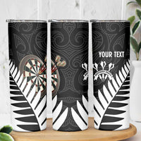 Personalised New Zealand Darts Skinny Tumbler Silver Fern Aotearoa Maori Pattern - Polynesian Pride
