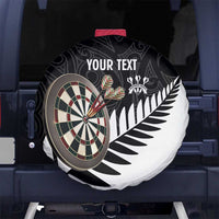 Personalised New Zealand Darts Spare Tire Cover Silver Fern Aotearoa Maori Pattern - Polynesian Pride