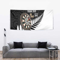 Personalised New Zealand Darts Tapestry Silver Fern Aotearoa Maori Pattern - Polynesian Pride