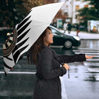 Personalised New Zealand Darts Umbrella Silver Fern Aotearoa Maori Pattern - Polynesian Pride