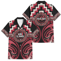 Aotearoa Ngai Te Rangi Personalised Family Matching Mermaid Dress and Hawaiian Shirt Maori Iwi Poutama Puhoro Tattoo LT14 Dad's Shirt - Short Sleeve Red - Polynesian Pride