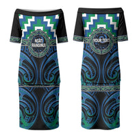Aotearoa Ngati Ranginui Personalised Couples Matching Puletasi and Long Sleeve Button Shirt Maori Iwi Poutama Puhoro Tattoo LT14 - Polynesian Pride