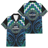 Aotearoa Ngati Ranginui Personalised Family Matching Off Shoulder Maxi Dress and Hawaiian Shirt Maori Iwi Poutama Puhoro Tattoo LT14 Dad's Shirt - Short Sleeve Green - Polynesian Pride
