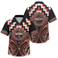 Aotearoa Tapuika Personalised Family Matching Summer Maxi Dress and Hawaiian Shirt Maori Iwi Poutama Puhoro Tattoo LT14 Son's Shirt Red - Polynesian Pride