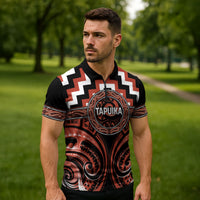 Aotearoa Tapuika Personalised Zipper Polo Shirt Maori Iwi Poutama Puhoro Tattoo LT14 - Polynesian Pride