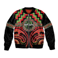 Aotearoa Ngati Maru Personalised Bomber Jacket Maori Iwi Poutama Puhoro Tattoo LT14 Unisex Red - Polynesian Pride