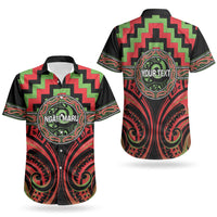 Aotearoa Ngati Maru Personalised Couples Matching Off Shoulder Maxi Dress and Hawaiian Shirt Maori Iwi Poutama Puhoro Tattoo LT14 - Polynesian Pride