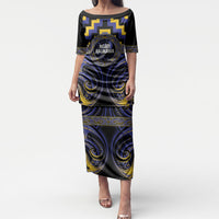 Aotearoa Ngati Raukawa Personalised Puletasi Maori Iwi Poutama Puhoro Tattoo LT14 Long Dress Blue - Polynesian Pride