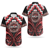Aotearoa Ngati Toa Personalised Couples Matching Off Shoulder Short Dress and Hawaiian Shirt Maori Iwi Poutama Puhoro Tattoo LT14 - Polynesian Pride