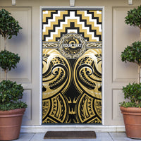 Aotearoa Ngati Tama Personalised Door Cover Maori Iwi Poutama Puhoro Tattoo LT14 Yellow - Polynesian Pride