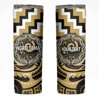 Aotearoa Ngati Tama Personalised Skinny Tumbler Maori Iwi Poutama Puhoro Tattoo LT14 Yellow - Polynesian Pride