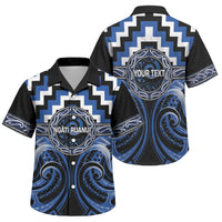 Aotearoa Ngati Ruanui Personalised Family Matching Off Shoulder Maxi Dress and Hawaiian Shirt Maori Iwi Poutama Puhoro Tattoo LT14 Son's Shirt Blue - Polynesian Pride