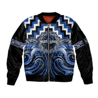 Aotearoa Ngati Ruanui Personalised Sleeve Zip Bomber Jacket Maori Iwi Poutama Puhoro Tattoo LT14 Unisex Blue - Polynesian Pride