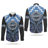 Aotearoa Ngaruahine Personalised Couples Matching Long Sleeve Bodycon Dress and Long Sleeve Button Shirt Maori Iwi Poutama Puhoro Tattoo LT14 - Polynesian Pride