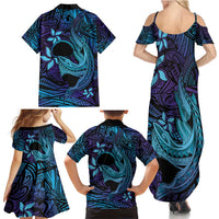 Nukuoro Atoll Family Matching Summer Maxi Dress and Hawaiian Shirt Polynesian Shark Tattoo Purple Gradient Vibes
