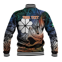 Personalised Kwajalein Atoll Baseball Jacket Polynesian Shark Tattoo Gradient Vibes