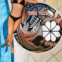 Personalised Kwajalein Atoll Beach Blanket Polynesian Shark Tattoo Gradient Vibes