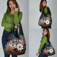 Personalised Kwajalein Atoll Grocery Bag Polynesian Shark Tattoo Gradient Vibes