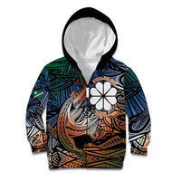 Personalised Kwajalein Atoll Kid Hoodie Polynesian Shark Tattoo Gradient Vibes