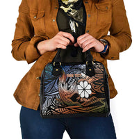 Personalised Kwajalein Atoll Shoulder Handbag Polynesian Shark Tattoo Gradient Vibes