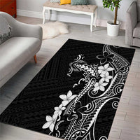 Black Hawaii Area Rug Hammerhead Shark Tattoo Curve Polynesian - Polynesian Pride