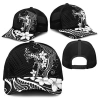 Black Hawaii Baseball Net Cap Hammerhead Shark Tattoo Curve Polynesian - Polynesian Pride