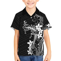 Black Hawaii Family Matching Long Sleeve Bodycon Dress and Hawaiian Shirt Hammerhead Shark Tattoo Curve Polynesian LT14 Son's Shirt Black - Polynesian Pride