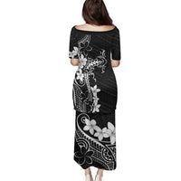 Black Hawaii Family Matching Puletasi and Hawaiian Shirt Hammerhead Shark Tattoo Curve Polynesian - Polynesian Pride