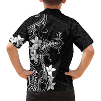Black Hawaii Kid Hawaiian Shirt Hammerhead Shark Tattoo Curve Polynesian - Polynesian Pride