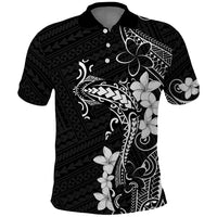 Black Hawaii Polo Shirt Hammerhead Shark Tattoo Curve Polynesian - Polynesian Pride