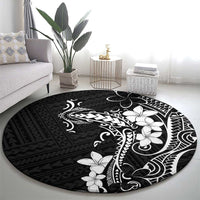 Black Hawaii Round Carpet Hammerhead Shark Tattoo Curve Polynesian - Polynesian Pride