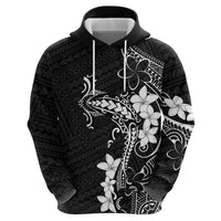Black Hawaii Zip Hoodie Hammerhead Shark Tattoo Curve Polynesian - Polynesian Pride