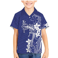 Blue Hawaii Family Matching Mermaid Dress and Hawaiian Shirt Hammerhead Shark Tattoo Curve Polynesian LT14 Son's Shirt Blue - Polynesian Pride