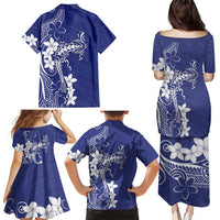 Blue Hawaii Family Matching Puletasi and Hawaiian Shirt Hammerhead Shark Tattoo Curve Polynesian - Polynesian Pride
