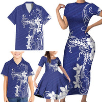 Blue Hawaii Family Matching Short Sleeve Bodycon Dress and Hawaiian Shirt Hammerhead Shark Tattoo Curve Polynesian LT14 - Polynesian Pride