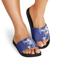 Blue Hawaii Slide Sandals Hammerhead Shark Tattoo Curve Polynesian - Polynesian Pride