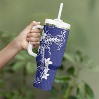 Blue Hawaii Tumbler With Handle Hammerhead Shark Tattoo Curve Polynesian - Polynesian Pride