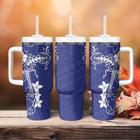 Blue Hawaii Tumbler With Handle Hammerhead Shark Tattoo Curve Polynesian - Polynesian Pride