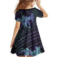 Purple Paradise Hawaii Family Matching Off The Shoulder Long Sleeve Dress and Hawaiian Shirt Hammerhead Shark Tattoo Curve Polynesian - Polynesian Pride