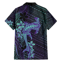 Purple Paradise Hawaii Family Matching Short Sleeve Bodycon Dress and Hawaiian Shirt Hammerhead Shark Tattoo Curve Polynesian LT14 - Polynesian Pride