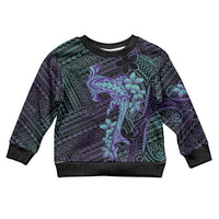 Purple Paradise Hawaii Kid Ugly Christmas Sweater Hammerhead Shark Tattoo Curve Polynesian - Polynesian Pride