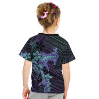 Purple Paradise Hawaii Kid T Shirt Hammerhead Shark Tattoo Curve Polynesian - Polynesian Pride