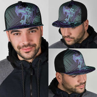 Purple Paradise Hawaii Mesh Trucker Cap Hammerhead Shark Tattoo Curve Polynesian - Polynesian Pride