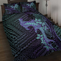 Purple Paradise Hawaii Quilt Bed Set Hammerhead Shark Tattoo Curve Polynesian - Polynesian Pride