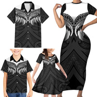 Poutama Korowai New Zealand Family Matching Short Sleeve Bodycon Dress and Hawaiian Shirt Aotearoa Maori Tattoo LT14 - Polynesian Pride