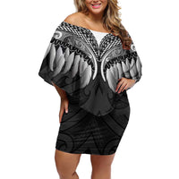 Poutama Korowai New Zealand Off Shoulder Short Dress Aotearoa Maori Tattoo - Polynesian Pride