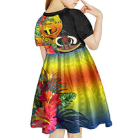 personalised-vanuatu-tafea-day-kid-short-sleeve-dress-coat-of-arms-mix-tropical-flowers