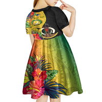 personalised-vanuatu-torba-day-kid-short-sleeve-dress-coat-of-arms-mix-tropical-flowers