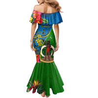 Vanuatu Malampa Day Mermaid Dress Coat Of Arms Mix Tropical Flowers LT14 - Polynesian Pride
